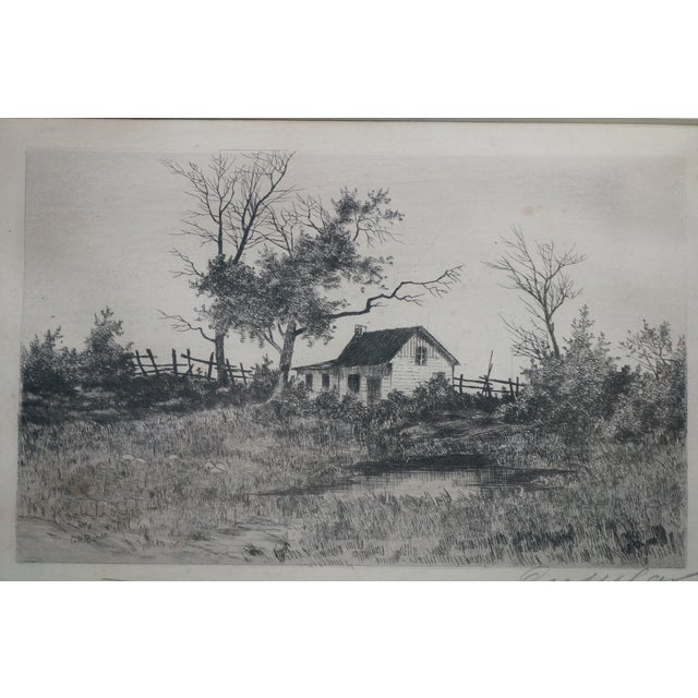 Late 19th Century Antique George William Bohde Suburban Shanty Cottage Pond Landscape Etching 14" For Sale - Image 5 of 9