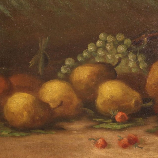Modern Italian Artist, Still Life with Fruit, 1950, Oil on Canvas For Sale - Image 3 of 16