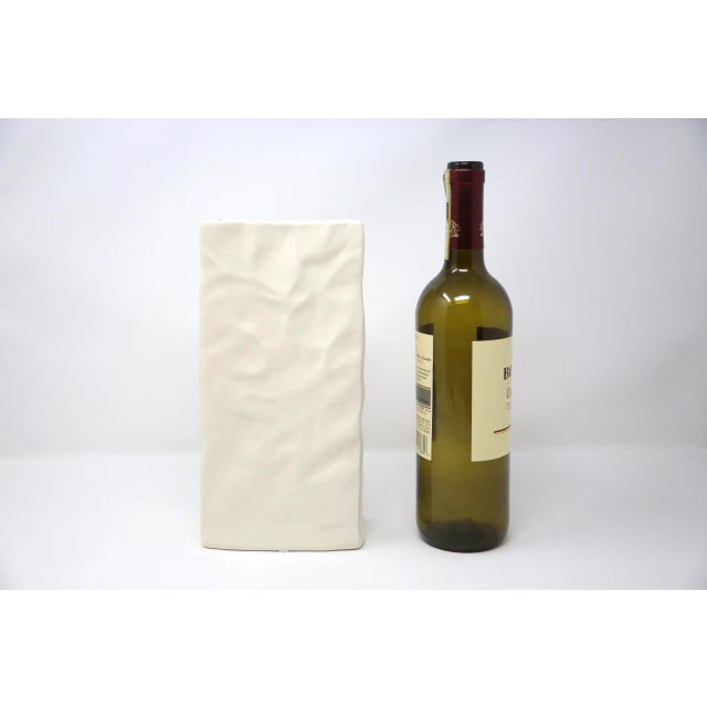 1990s Ceramic Paper Sack Vase For Sale - Image 5 of 5