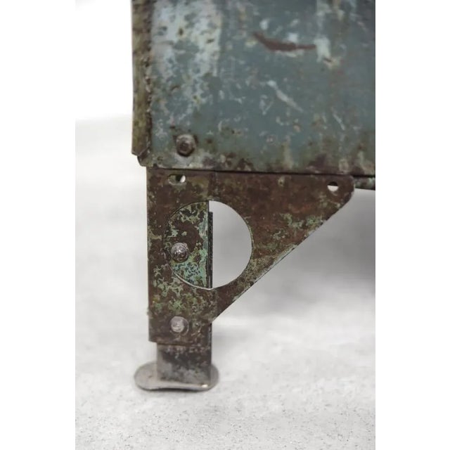 Vintage Raw Industrial Metal Factory Cabinet with Shelves, 1950s For Sale - Image 10 of 18