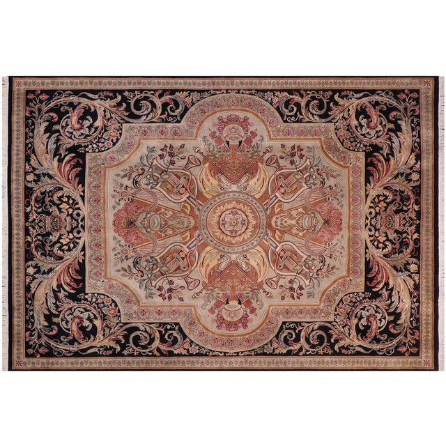 Black Art Nouveau Inspired 1990's Firdous Pak-Persian Gray/Black Wool Rug - 10'0'' X 13'9'' For Sale - Image 8 of 9