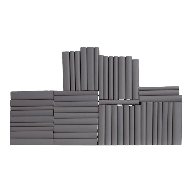 Decorative Books - Slate Paper Wrapped Book Wall - Set of 50 Grey Books For Sale
