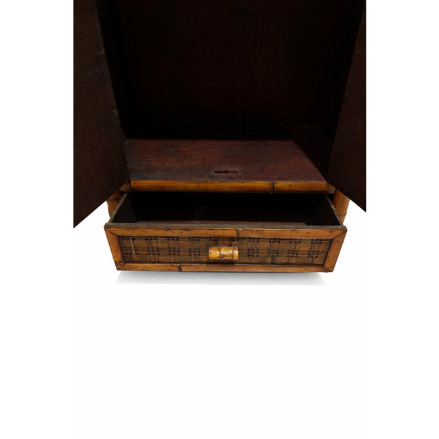 Vintage 1970s Honey-Toned Bamboo & Woven Rattan Cabinet For Sale - Image 13 of 16