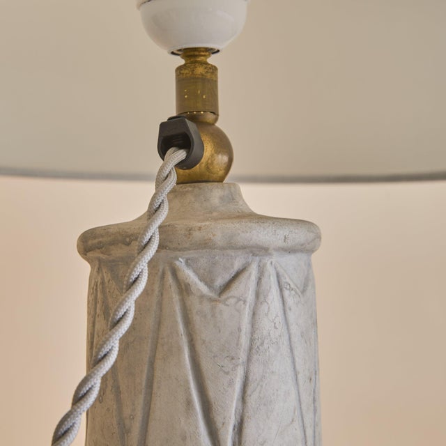 Vintage Italian Ivory Ceramic Table Lamp - 2 Available For Sale - Image 10 of 12
