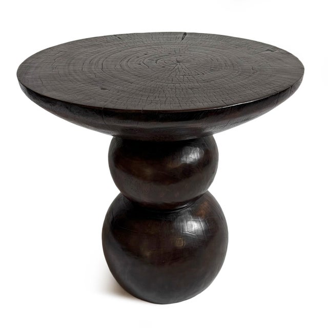 2020s Espresso Solid Wood Ball Side Table For Sale - Image 5 of 9