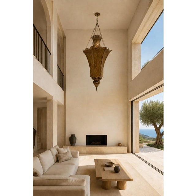 Late 20th Century Moroccan Brass Chandelier Oversized Andalusian Moorish Style For Sale - Image 5 of 17