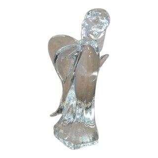 Exquisite Signed Konstglas Ronneby Sweden Crystal Cherub Angel Figurine For Sale