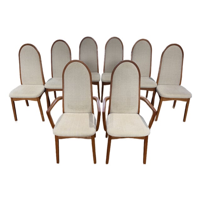 Set of 8 Benny Linden Solid Teak Dining Chairs | Danish Modern | Original Upholstery | 2 Armchairs & 6 Side Chairs For Sale