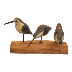 Rustic Shorebird Sculpture on Birch Base