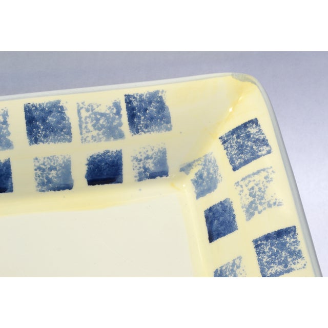 1980s Dansk Italy Ceramic Glazed Blue Checkered Rectangular Serving Platter For Sale - Image 9 of 16