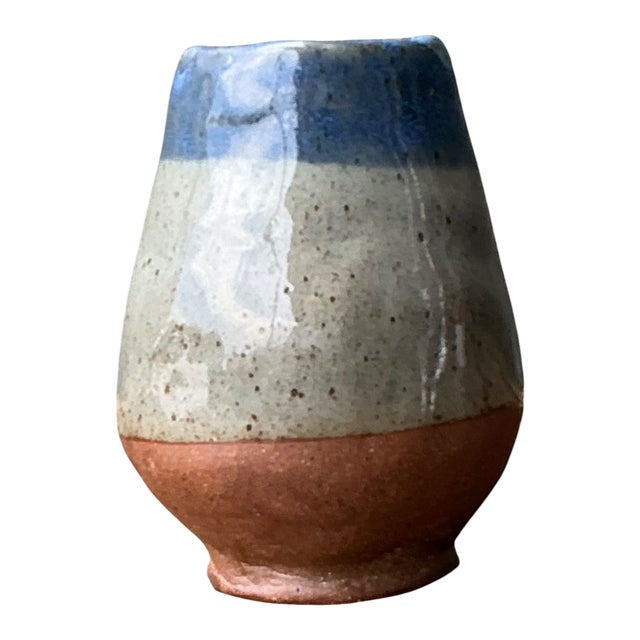 Ceramic Vintage Blue and Gray Ceramic Vase For Sale - Image 7 of 12