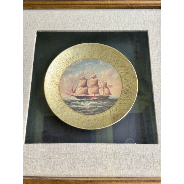 1990s Collector Plates of Clipper Ships in Heavy Frame With Glass, Each in a Shadowbox For Sale - Image 4 of 9