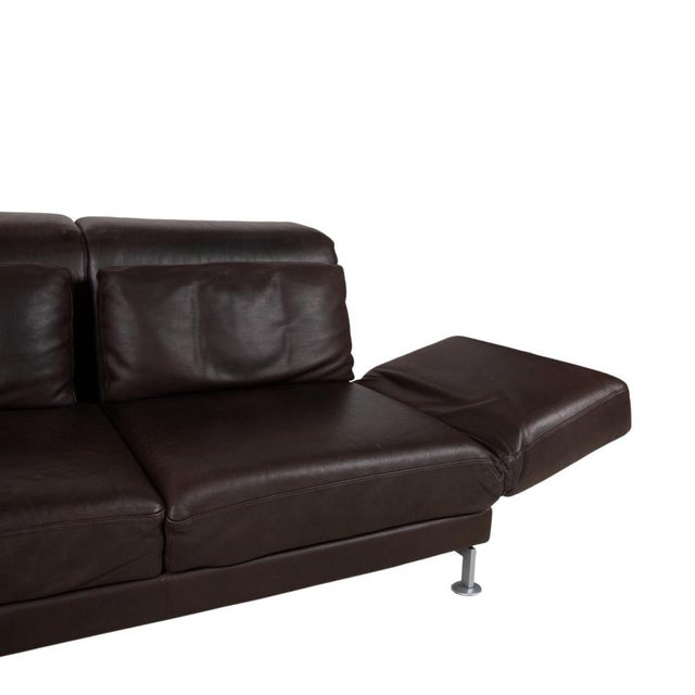 Moule Set Leather Corner Sofa and Ottoman in Brown Chrome with Manual Function from Brühl, Set of 2 For Sale - Image 12 of 18
