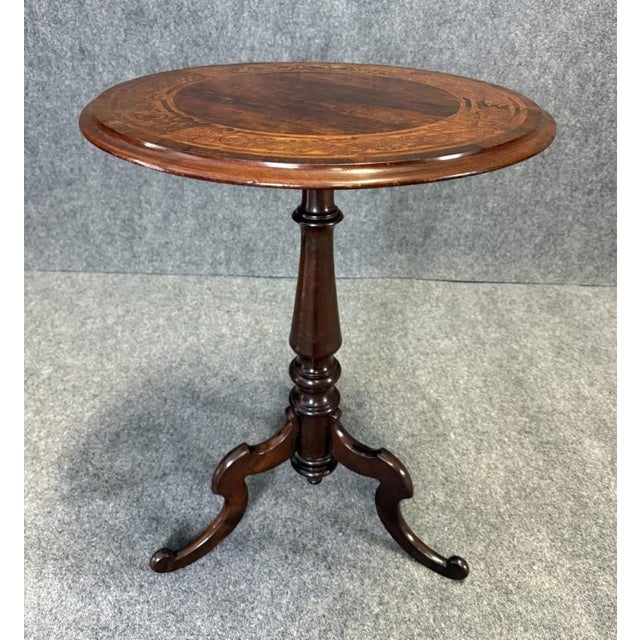 19th Century Round Marquetry Inlaid Whiskey Table For Sale - Image 4 of 9