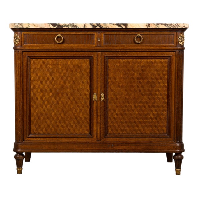 Late 19th Century French Louis XVI Oak and Marble Buffet by Haentges Freres For Sale