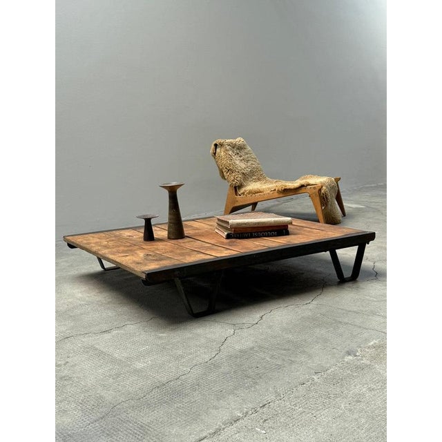 Vintage Industrial Palette Coffee Table in Wood and Steel, Germany, 1930s For Sale - Image 10 of 17