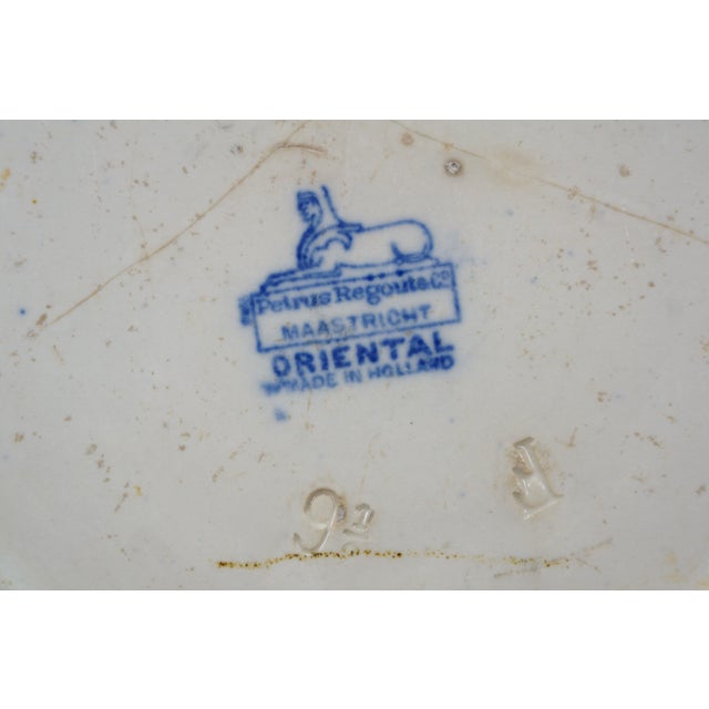 Blue Antique Petrus Regout Dutch Maastricht Oriental Blue Transferware Dinner Plate 10" For Sale - Image 8 of 11