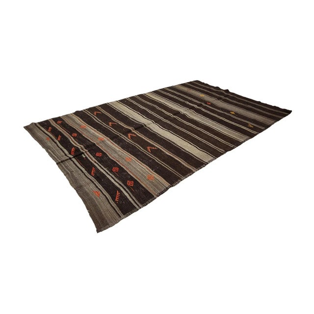 Traditional Brown & Gray Vintage Goat Hair Kilim Rug For Sale - Image 3 of 7