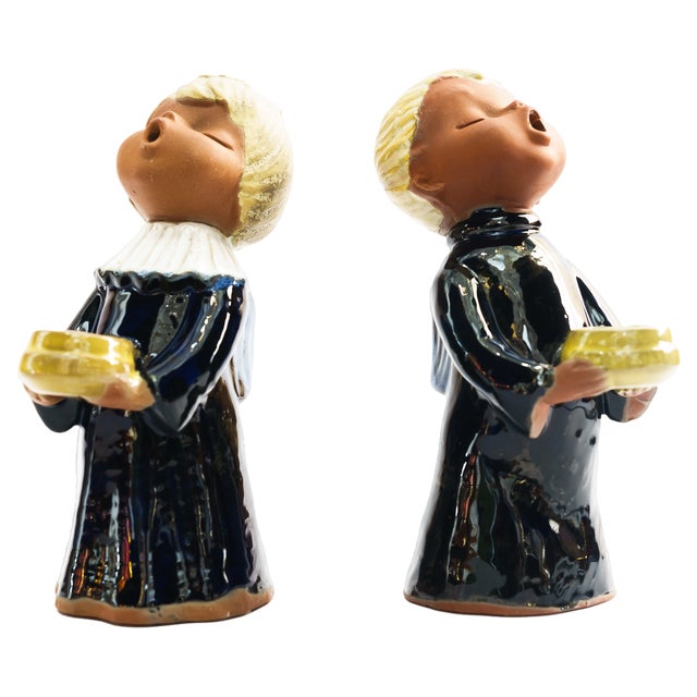Ceramic Figurine Angel Candleholders, Vienna, 1950s, Set of 2 For Sale