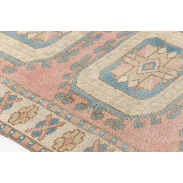 Mid 20th Century Oushak Geometric Anatolian Runner For Sale - Image 4 of 10