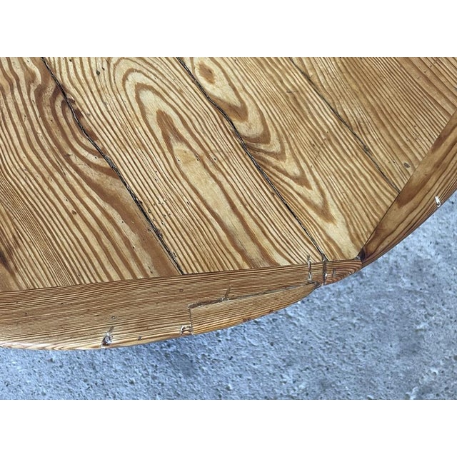 Wood Round Sculptural Pine Pedestal Table, Denmark, 1970s For Sale - Image 7 of 11