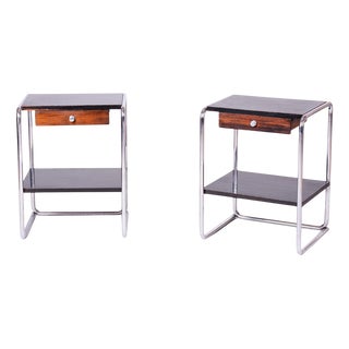 Bauhaus Bedside Tables in Chrome attributed to Thonet, Germany, 1930s, Set of 2 For Sale