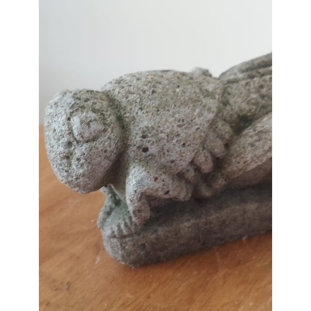 Rare Vintage Hand Carved Stone Garden Sculpture of Aztec Grasshopper For Sale - Image 12 of 12