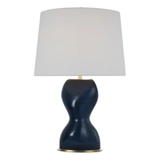 Thomas O'Brien by Visual Comfort Signature Misaki 28" Table Lamp in Sandy Midnight with Linen Shade For Sale