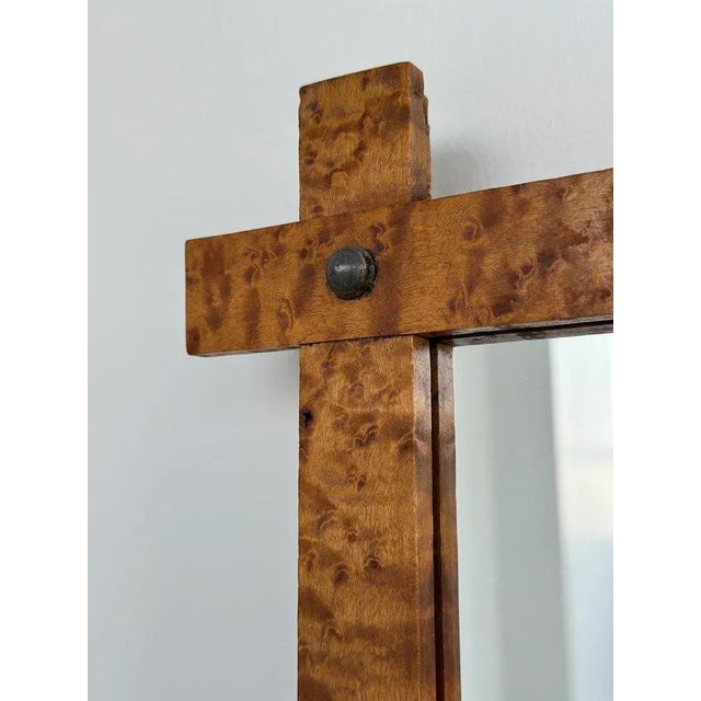Antique Solid Birdseye Maple Framed Mirror With Crosshatch Corners, Circa Early 20th Century For Sale In New York - Image 6 of 12
