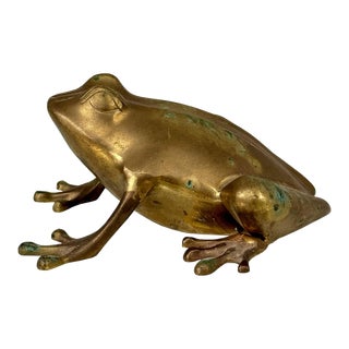 Vintage Traditional Brass Frog Sculpture - 6" For Sale