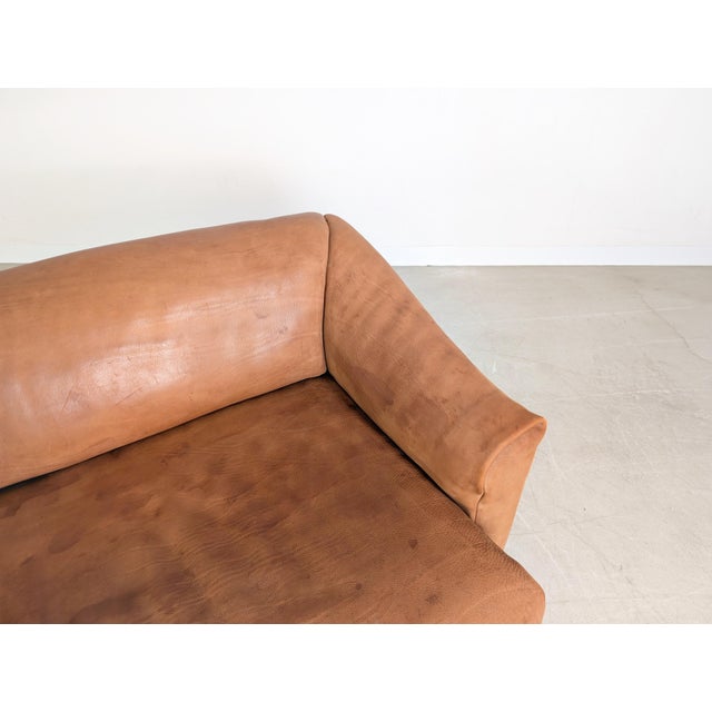 Orange Vintage DS 47 Three-Seater Sofa in Thick Leather from de Sede, 1983 For Sale - Image 8 of 12