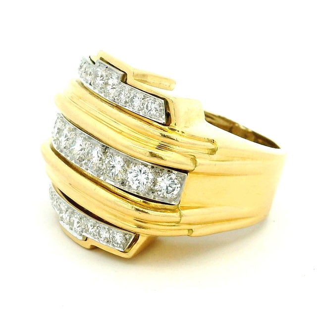Vintage David Webb 18k Gold & Platinum Diamond Band Ring, Size 8 For Sale - Image 10 of 14
