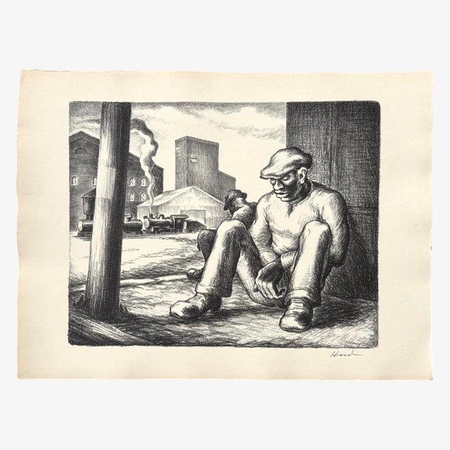 Richard Hood (1910-1995) - Untitled Figurative Etching, Signed (c. 1938). Etching on hand torn cream wove paper. Published...