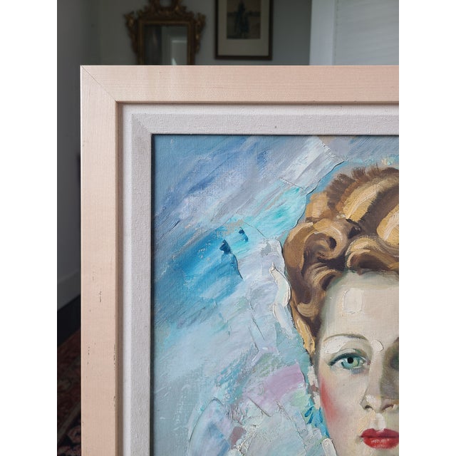 Robert Falcucci Mid-Century 1950s Oil Painting Portrait of a Woman For Sale - Image 9 of 15