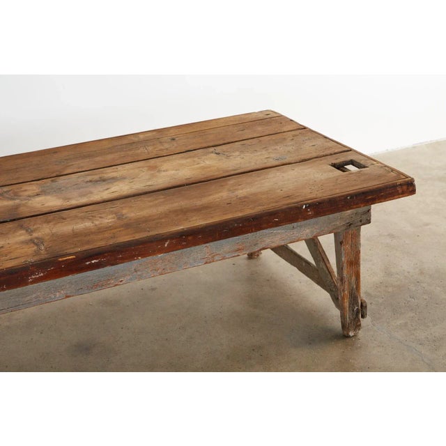 Early 20th Century American Pine Primitive Work Table or Coffee Table For Sale - Image 5 of 13