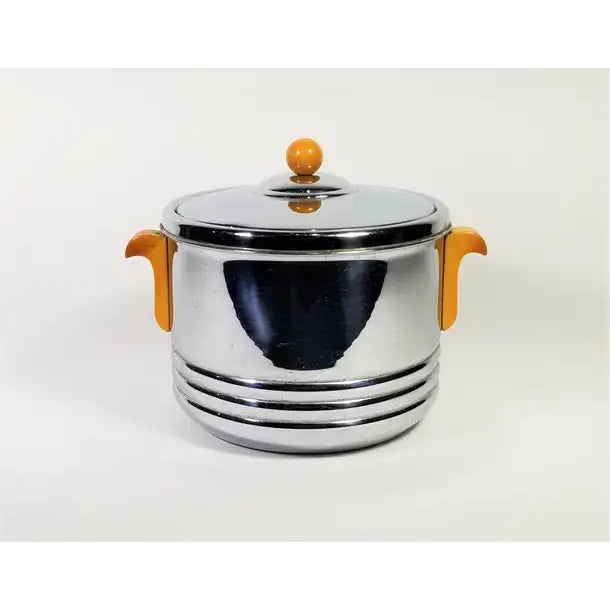 1930s Art Deco Ice Bucket Chrome and Bakelite For Sale - Image 4 of 15