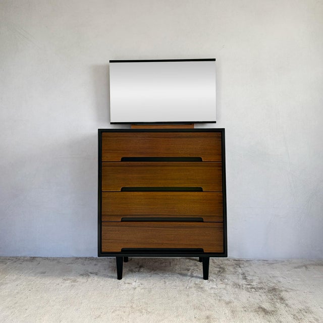 Walnut C Range Chest of Drawers with Mirror by John & Sylvia Reid for Stag, 1950s For Sale - Image 12 of 12