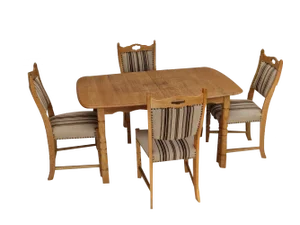 Danish Dinning Table and Chairs in Oak and Wool, 1970s, Set of 5