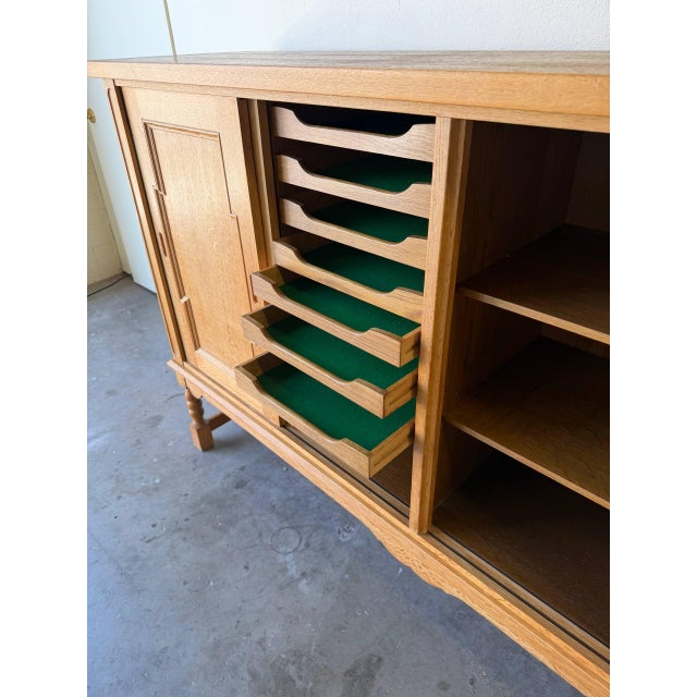 1960s Vintage Danish Oak Sideboard in Style of Henning Kjærnulf — Mid Century Scandinavian Credenza For Sale - Image 5 of 9