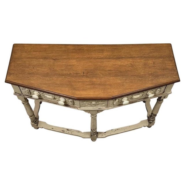 Antique 20th Century English Country House Oak Console Table For Sale - Image 4 of 12
