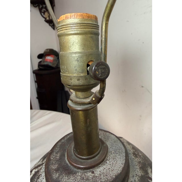 Black Antique Handmade Brutalist Black Gray Terracotta Pottery Electric Table Lamp For Sale - Image 8 of 12
