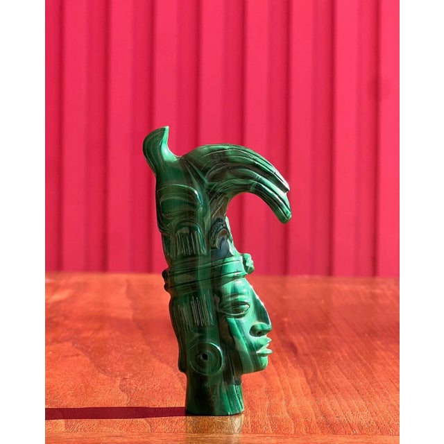 Mid 20th Century 20th Century Small Hand-Carved Malachite Sculpture Of An Indigenous Tribesman For Sale - Image 5 of 12