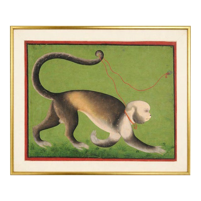 Photograph of a Monumental Portrait of a Monkey by Rajasthan, Mewar, Udaipur Watercolor Print For Sale