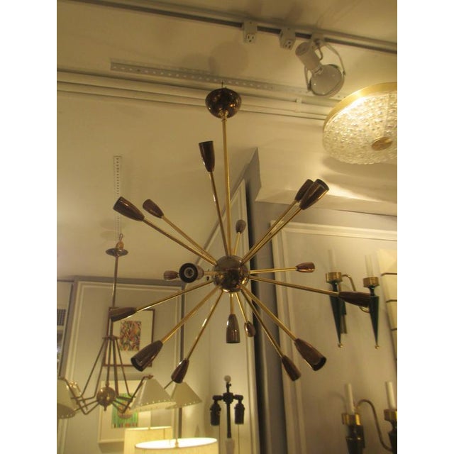 Bespoke Brass and Copper Sputnik Chandelier With 14 Arms For Sale In New York - Image 6 of 7