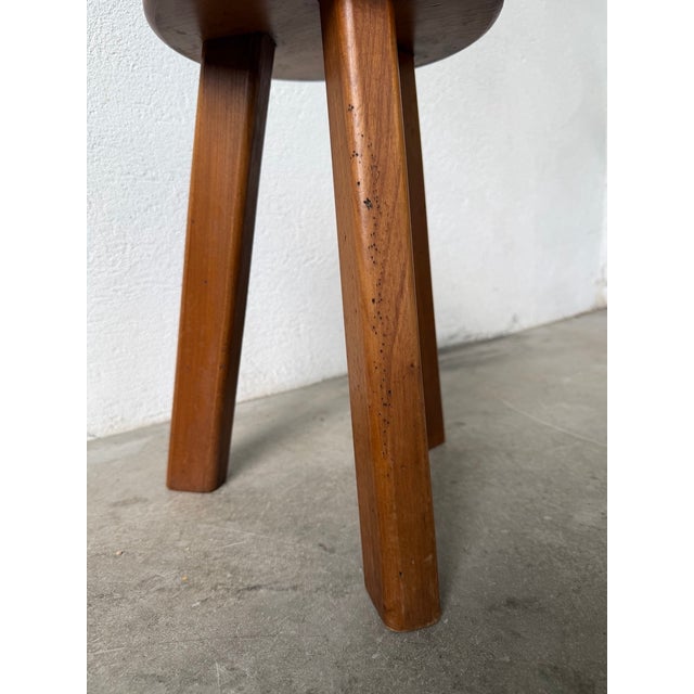 Wood Frencg Elm Tripod Stool, 1960s For Sale - Image 7 of 12
