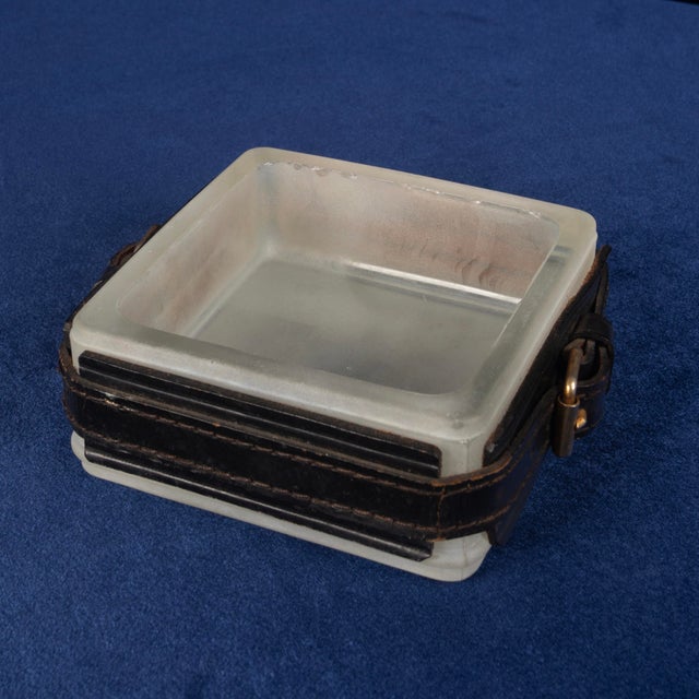 Hand-Stitched Leather Ashtray by Jacques Adnet, France 1950 For Sale - Image 10 of 18