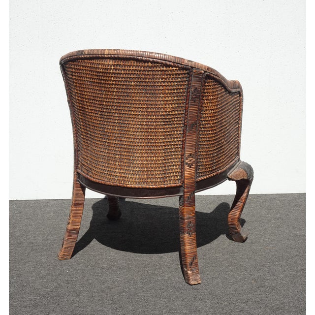 Share Vintage Mid Century Wicker Barrel Back Side Chair For Sale - Image 14 of 14