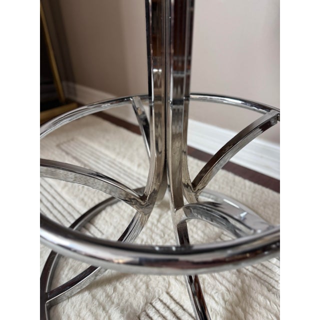 Vintage 1970s Mid Century MCM Tulip Style Chrome Swivel Bar Stools For Sale - Image 10 of 12