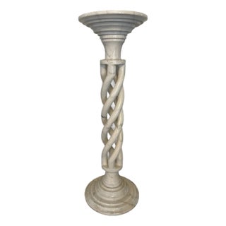 Mid 20th Century Marble Pedestal With Twisted Column Design For Sale