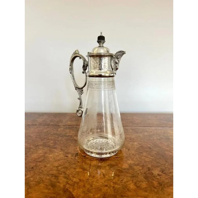 Silver Victorian Glass and Silver Plated Claret Jug, 1860s For Sale - Image 8 of 10